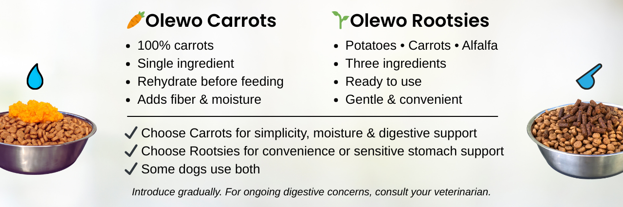 Olewo Carrots vs Olewo Rootsies for Dogs