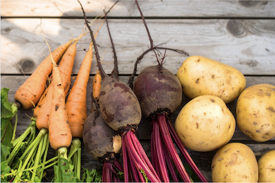 Fresh vegetables laying on wooden boards